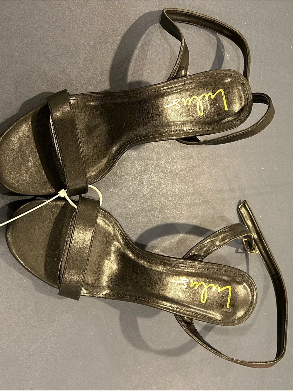 Lulu's Black Ankle-Strap Block Heel Sandals with Red Accent Heel